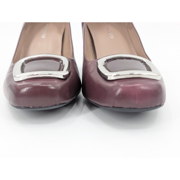 Franco Sarto Ursa Maroon Red Buckle Leather Square Pump Chunky Heels Size 9.5 - Picture 3 of 9